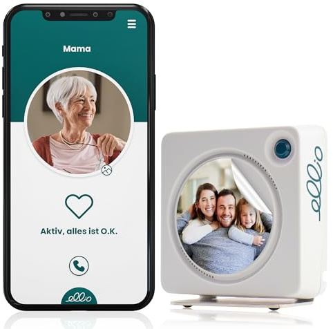 ellio Automatischer Hausnotruf für zu Hause inkl. kostenloser Familien-App. Ruft auch bei Ohnmacht Hilfe, denn es ist kein Notrufknopf notwendig. (WLAN)