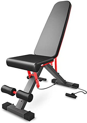 CGCSYZ Hantelbank Hantelbank Mehrzweck-Hantelbank Verstellbare Sit-Up-Bank Krafttraining Fitnessbank Zugseile Schrägbank mit Neigungsverstellung, Schwarz