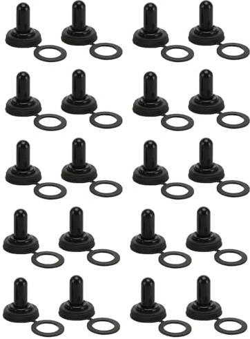 Supertool 20 Pezzi Cappucci Impermeabili Per Interruttore A Levetta Basculante 12 Mm, Copertura In Gomma Per Interruttore A Levetta, Materiale In Rame, Terminali Da Saldare