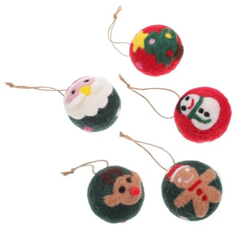 DRESSOOS 5St Anhänger aus Wollfilz Wollknäuel-Ornamente Christbaumschmuck Weihnachts-Plüsch-Anhänger weihnachtsdeko Schlafzimmer Dekoration Xmas Tree Weihnachtsbehänge hängendes Wolle
