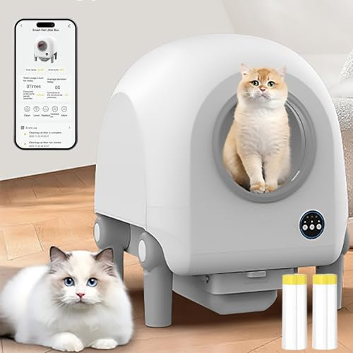 Pucaru Lettiera Gatto Autopulente Economica, Protezione di Sicurezza Integrata, capacità Extra-Large da 70 Litri, Controllo Tramite App