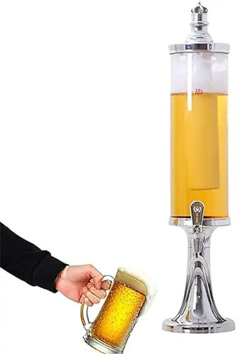 Distributeur de boissons transparent, distributeur de bière de table lumineux 3 L, distributeur de boissons tour Margarita Mimosa avec robinet et lumières LED, tube Ze pour garder les boissons froi