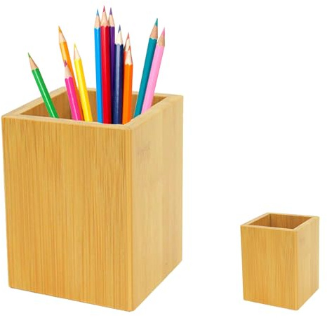 Eruceky Porte Stylo en Bambou, Multi-Fonction Pot à Crayons, Pas de support de peinture Fourniture de papeterie, Pen Pot pour Le Bureau, La Maison, École