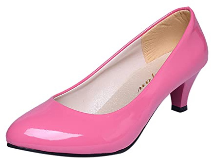 Sandaler stängda dam med klack, pumps dam svarta bekväma kattunge klackar utomhussandaler lack kvällsskor andas fritidsskor slip-on barfotaskor fest sommarskor, ROSA, 38 EU
