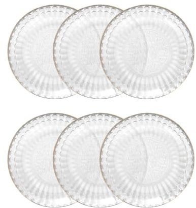 HOMLA BARREL Glasteller Set 6 Stk, 15 cm, Goldrand, elegantes Design für Anlässe