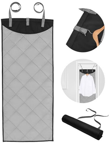 Ironing Mat, Over The Door Press Pad,45.27×18.89in Foldable Vertical Hanging Over Door Clothes Steamer Pads, Heat-Resistant Portable Clothes Steamer Pads for Steaming