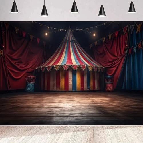 Toile de Fond de Photographie de Cirque Vintage, chapiteau de Carnaval rétro, Fond en Bois coloré, Toile de Fond de fête à Domicile, bannière Murale, Affiche 180X120cm
