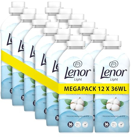 Lenor Weichspüler Megapack 12 × 36 Waschladungen, Frische Baumwollblüte, 24 Stunden „Wie Frisch Geduscht“ Gefühl, Mit Aktiver Geruchsabwehr