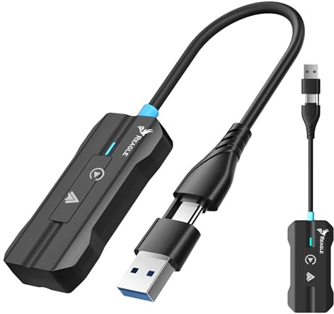 Reagle Wireless Carplay Auto Adapter Kompatibel mit iPhone Android, Kabelgebunden zu Kabellos mit USB-A/USB-C Stabile Verbindung Plug & Play WiFi 5GHz 802.11 ac Bluetooth 5.0