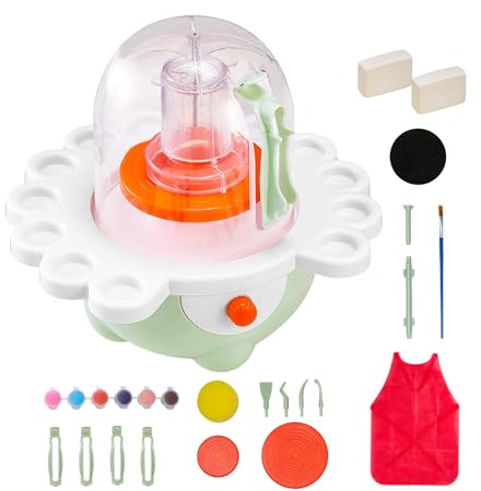 VEVOR Mini Tornio per Ceramica Piatto Girevole da 50/80 mm velocità Regolabile, Tornio per Argilla per Principianti, Set Completo per Ceramica Strumenti per Scultura dell'Argilla, Fai-da-Te, Verde