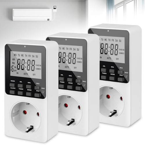 Pack de 3 temporizadores digitales con enchufe, temporizador digital, enchufe digital eléctrico, temporizador de cuenta regresiva de 3680 W, con pantalla LCD, enchufe temporizador para luz y