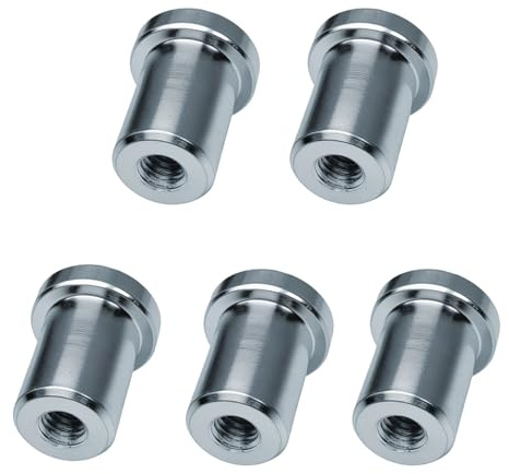 (5 Pcs) Weld-On Nut,1/2-13 Thread, Extended Threaded Stepped Bung, Female Weld Nuts for Steel Chassis Mounting Tab