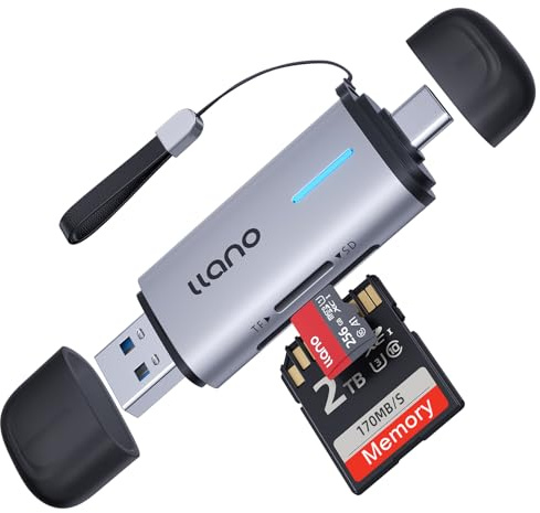 llano SD Card Reader USB C,Dual Slots USB 3.0 Type C to Micro SD Card Adapter 2 in 1,Memory Card Reader for MicroSD,SDHC,Compatible with Laptop,PC,iPhone,MacBook Pro/Air, iPad,Android (Silver)