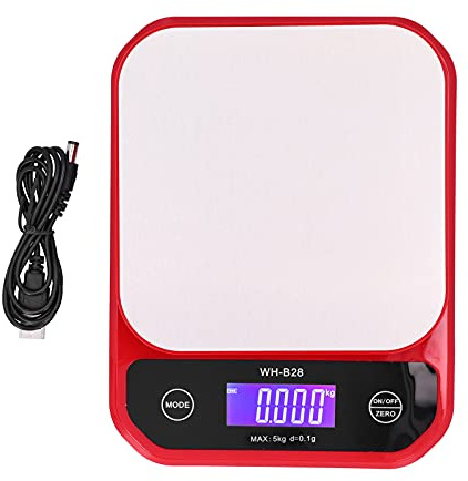 Báscula para alimentos, carga USB, resistente al agua, balanza eléctrica para medir el peso, báscula para hornear alimentos para cocina, 6,3x8,3x1,2 pulgadas (5kg/0,1g)