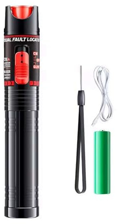 Guakiili Localizzatore visivo di difetti in fibra ottica ricaricabile 30mW | penna luminosa rossa | connettore Type-C | tester di fibra ottica compatibile con connettori SC/FC/ST/LC | strumento VFL