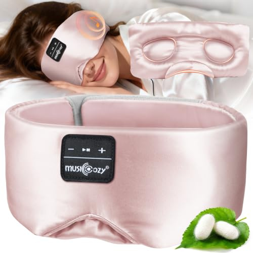 MUSICOZY Sleep Mask Headphones 3D Silk Bluetooth Sleep Headphones | Ultra-Silent Strap & Zero-Pressure With 16H Playtime. Perfect For Side Sleepers, Travel & Relax. Great Gift For Women & Men