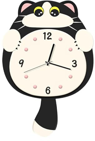 KiBcsLic Orologio con Coda Oscillante, Decorazione Da Parete con Numeri, Regalo Decorativo Creativo, Grazioso Orologio per Dei Bambini,