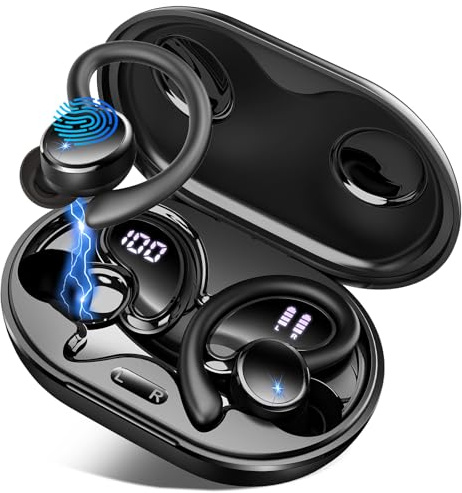 Matast 2026 Nueva Auriculares Inalambricos Deportivos, Auriculares Bluetooth 5.4 HiFi Estéreo con 4 HD Mic, 50H Cascos Inalambricos Bluetooth con Cancelacion Ruido ENC, Pantalla LED, IP7