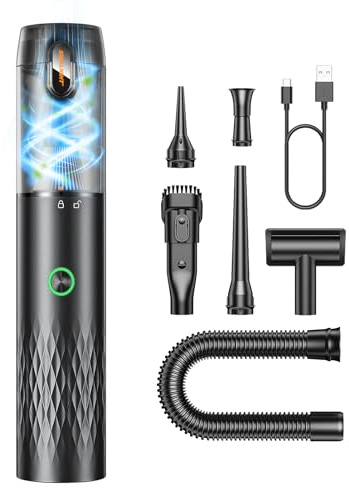 SEALIGHT Aspirador de Mano, 29000Pa Mini Aspirador Recargable con 40 Minutos Duración Batería, 4 en 1 Aspiradoras de Mano con Motor sin Escobillas, 2 Niveles Aspirador sin Cable para Coche