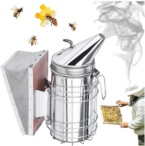 Persiiious 30×19cm Edelstahl Bee Hive Smoker, Bee Smoker Box, Bee HiveSmoker Mit blasebalg, Rauchbläser, ImkereiausrüStung, Imkerei Werkzeugset, Bienenzuchtwerkzeug, Für Anfänger und Imker