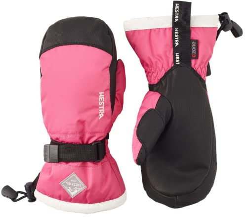 Hestra Ski Mittens for Kids: Waterproof C-Zone Cold Weather Winter Gloves, Fuchsia/Ivory, 7