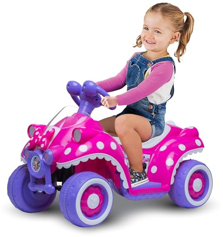 Kid Trax Toddler Disney Minnie Mouse Quad Ride-On, Kids 18-30 Months, 6V Battery and Charger Included, Max Weight 45 lbs, Hot Pink