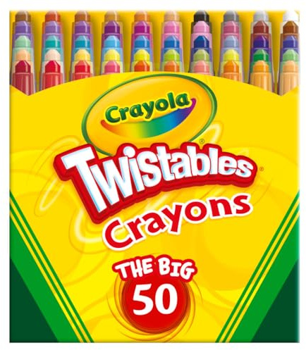 Crayola Mini Twistables Crayons for Kids (50ct), Back to School Supplies, No Peel Crayons for Coloring Books, Gift for Toddlers & Kids, Arts & Crafts, 3+