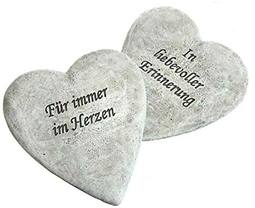 Trauer-Shop Herzen zum Gedenken mit Gravur, Für Immer im Herzen und In liebevoller Erinnerung. Höhe 12,5 cm. 2 Modelle, 2 Stück