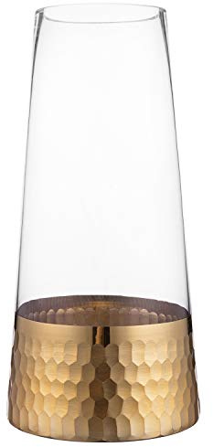 MyGift Glass and Gold Bottom Flower Vases, 10 inch Clear Glass Vases for Table Centerpieces Home Decor
