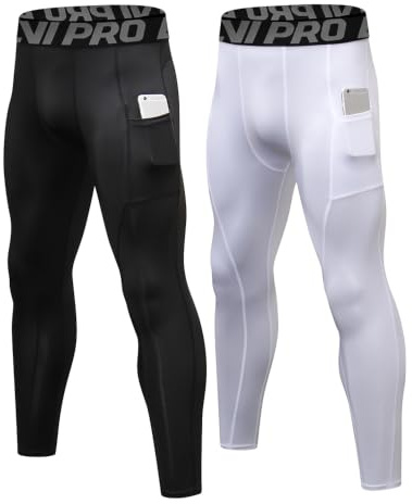 LNJLVI Herren Laufhose Lang mit Taschen Atmungsaktive Kompressionsleggings für Laufen Fitness Schnelltrocknende Activewear Tights mit 4-Wege-Stretch