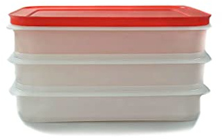 Tupperware Freeze n Fresh 675 ml weiß/rot flach 3 Behälter 1 Deckel 36766