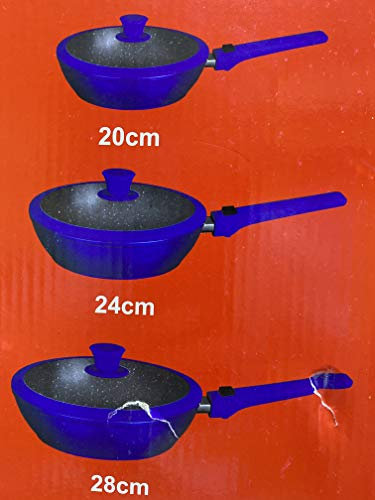 bavaria Set padelle antiaderenti Pietra 7 pz 3 padelle+3 coperchi + mestolo