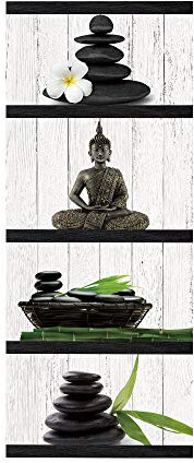 Türtapete selbstklebend Buddha-Statue TürPoster 3D Bewirken Fototapete Türfolie Poster Tapete Abnehmbar Wandtapete für Wohnzimmer Küche Schlafzimmer 77X200CM