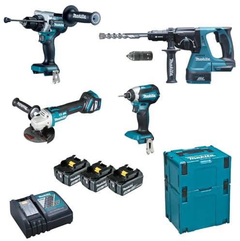 Combo DTD153+DHP486+DGA513 BL 18V LXT 5Ah 3 bat. MakPac marca Makita