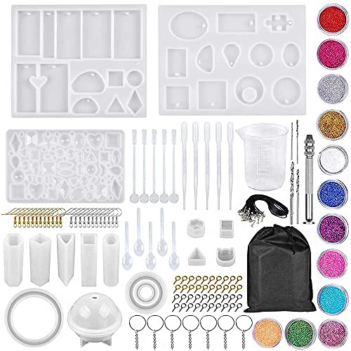Tiardey - Juego de Herramientas y moldes para fundición de Resina de 133 Piezas, moldes para Manualidades de joyería,Molde de Resina epoxi de Silicona para,Kit de fabricación de artesanías de Resina