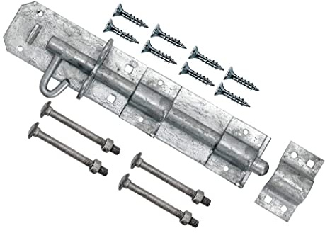 TERF® Heavy Duty Brenton Bolt Galvanised 250mm (10 inch) Strong Pad Bolt with Fixing Screw for Garden Sheds Garage Gate Lock Commercial Doors and Out House Doors - 250mm