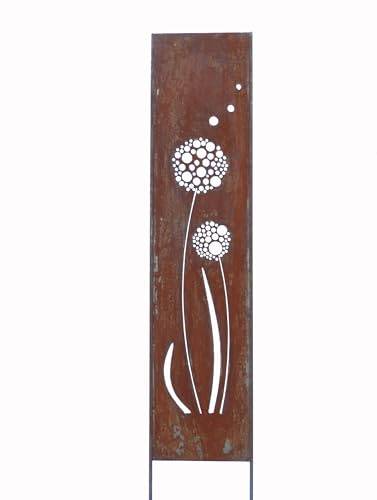 D&L Lasertec Edelrost Sichtschutz Wand Schild Pusteblume, Gartendekoration, Edelrost, Rost Panel, Frühling, Sommer, Geschenkidee, Garten, Sichtschutzwand