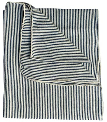 Lilano, Leichte Merino/Seide Ringel Babydecke, 70% Wolle (KBA), 30% Seide, 210Gr./m² (Marine Geringelt)