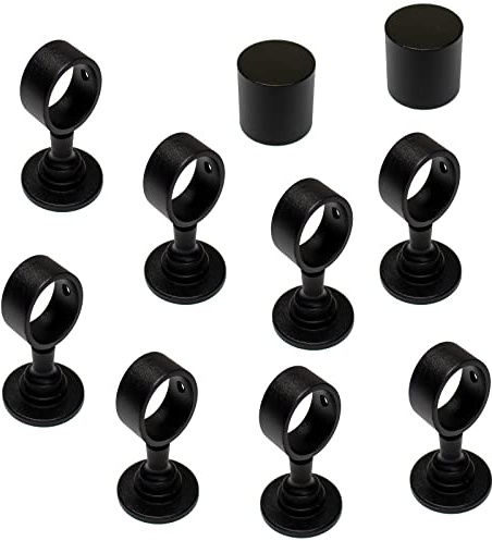 2 Endkappen und 8 Seilträger schwarz matt für 40mm Handlaufseil