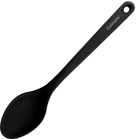 Culinaris Silikon Servierlöffel • Hitzebeständiger Servierlöffel zum Backen Kochen BBQ Grillen • BPA frei Lebensmittelqualität • Löffel Spülmaschinengeeignet • Farbe Schwarz (L 33 cm x B 6,5 cm)