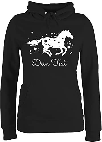 Pullover Damen Hoodie Frauen - Pferde - Pferd Dein Name Wunschtext Text - L - Schwarz - pulli pferden voltigier hoddys personalisieren pferdemotiv voltigieren hoodies mädchen pferdeliebhaber und