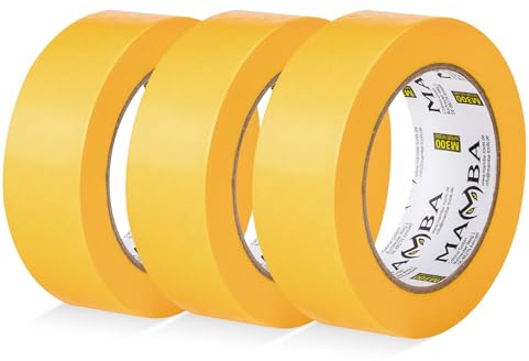 Colorus Mamba Goldband Malerkrepp Kreppband 3x Malerband 38mm x 50m Profi Abdeckband Malertape Klebeband Washi Tape Gold Papiertape Selbstklebend