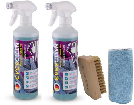 EVERCLEEN Made in Germany professioneller Sneaker Cleaner 2x 500ml + Mikrofasertuch + Bürste. Intensive Reinigung & Pflege. Einfache Handhabung. Reinigt schonend Sneaker Sportschuhe usw