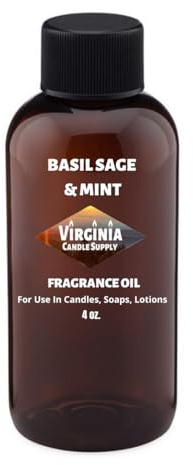 Basil Sage & Mint Type Fragrance Oil (Our Version of The Brand Name) (4 oz Bottle) for Candle Making, Soap Making, Tart Making, Room Sprays, Lotions, Car Fresheners, Slime, Bath Bombs, Warmers