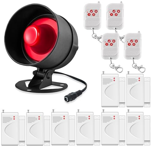 Alarmas Casa de 115dB, Sensor de Movimiento, Sensor de Puerta y Ventana y Sistema de Alarma de Seguridad con Control Remoto