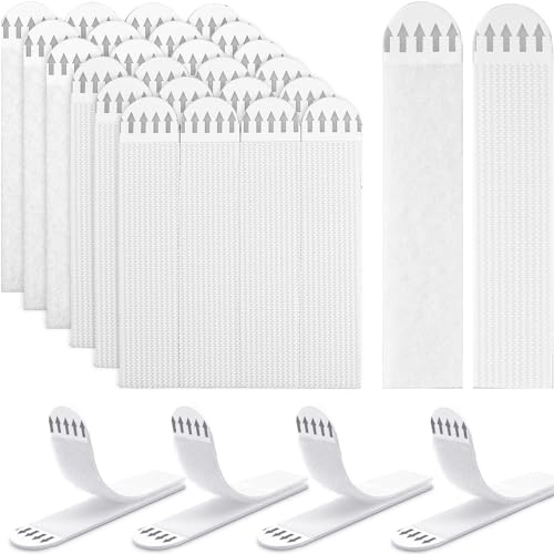 Sliva 48 Pairs(96 Strips) Picture Hanging Strips, Heavy Duty Adhesive Strips 93 * 19mm Large Narrow Hook and Loop Mounting Tapes Damage Free Wall Fastener Tape for Frame Hanging
