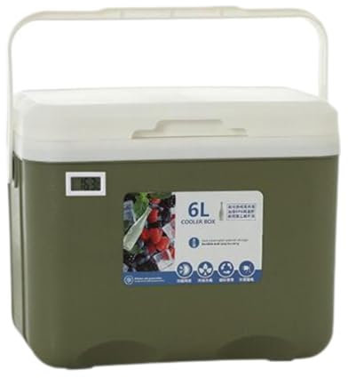 Generic Kühlbox 6L mit Griff zum Einfrieren von heißen Speisen Kleine Isolierbox für Stall Camping Boot Strand Angeln, Grün