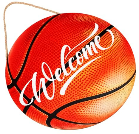 GARVALON Hanging Welcome Sign Basketball Decor Front Door Accessory Easy Install