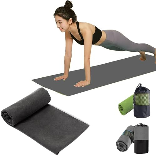 Oaygat Yoga Towel Sweat Absorbent Non-slip Yoga Towel Quick-drying yoga mat cloth Breathable Yoga Mat With Mesh Carrying Bag Pale Lilac