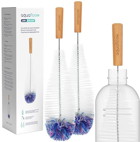 Aquafloow Lot de 2 goupillons pour Bouteilles en Verre SodaStream Crystal, Brosse de Nettoyage pour Bouteilles en Verre, Brosse de Nettoyage pour Carafe en Verre, biberons, Bouteilles d'eau